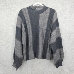 Grey Collection Striped Mock‎ Neck Sweater XL Acrylic Loose Fit Casual